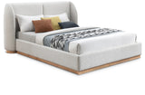 Jardin Wingback Bed - Luxurious Boucle Upholstered Design with Natural Oak Finish for Modern Elegance