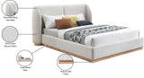 Jardin Wingback Bed - Luxurious Boucle Upholstered Design with Natural Oak Finish for Modern Elegance