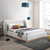 Jardin Wingback Bed - Luxurious Boucle Upholstered Design with Natural Oak Finish for Modern Elegance