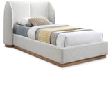 Jardin Wingback Bed - Luxurious Boucle Upholstered Design with Natural Oak Finish for Modern Elegance