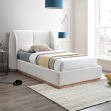 Jardin Wingback Bed - Luxurious Boucle Upholstered Design with Natural Oak Finish for Modern Elegance