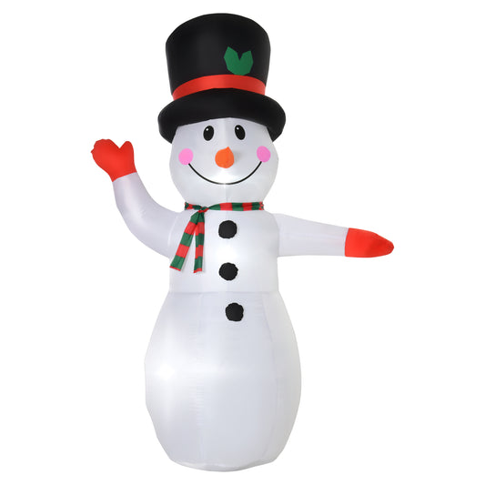 HOMCOM 8ft Inflatable Christmas Outdoor Lighted LED Holiday Christmas Yard Decoration Waving Snowman