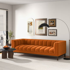 Melissa Mid-Century Orange Velvet Modern Sofa