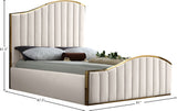 Jolie Contemporary Bed with Polished Gold Frame and Channel Tufting for Luxurious Bedroom Style