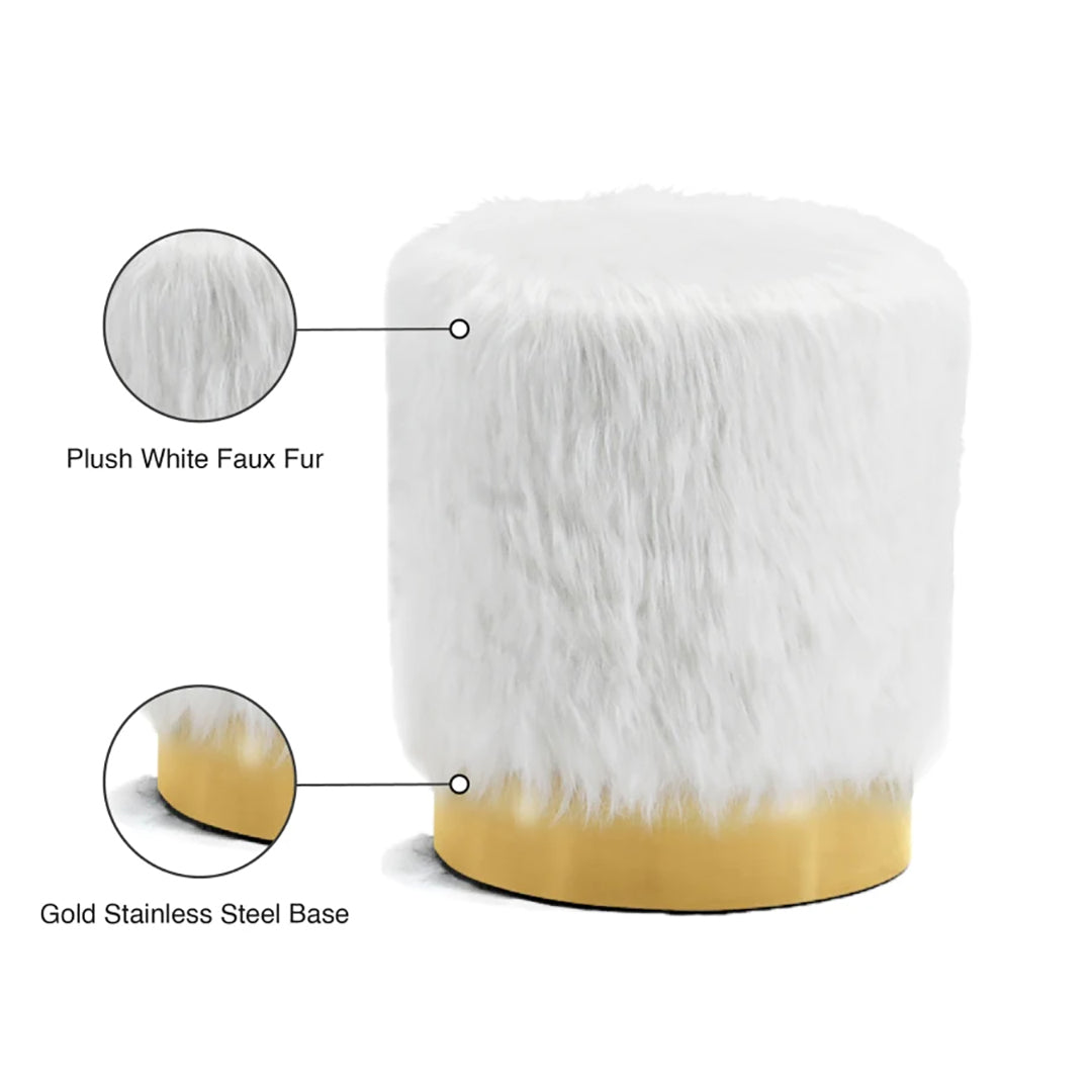 Joy Faux Fur Ottoman | Stool