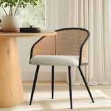 Jules Upholstered Rattan Dining Chair with Arms (Set of 2)