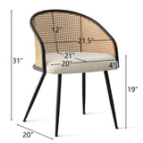 Jules Upholstered Rattan Dining Chair with Arms (Set of 2)
