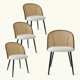 Jules Modern Upholstered Rattan Dining Chair (Set of 4)