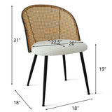 Jules Modern Upholstered Rattan Dining Chair (Set of 4)