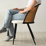 Jules Modern Upholstered Rattan Dining Chair (Set of 4)