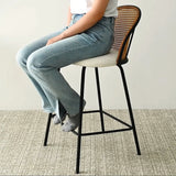 Jules 27.5" Modern Upholstered Rattan Counter Stool (Set of 4)