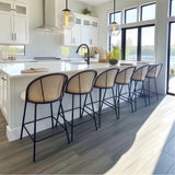 Jules 27.5" Modern Upholstered Rattan Counter Stool (Set of 4)