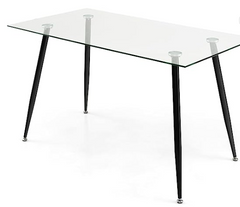 Tangkula Glass Dining Table, Modern Rectangular Table