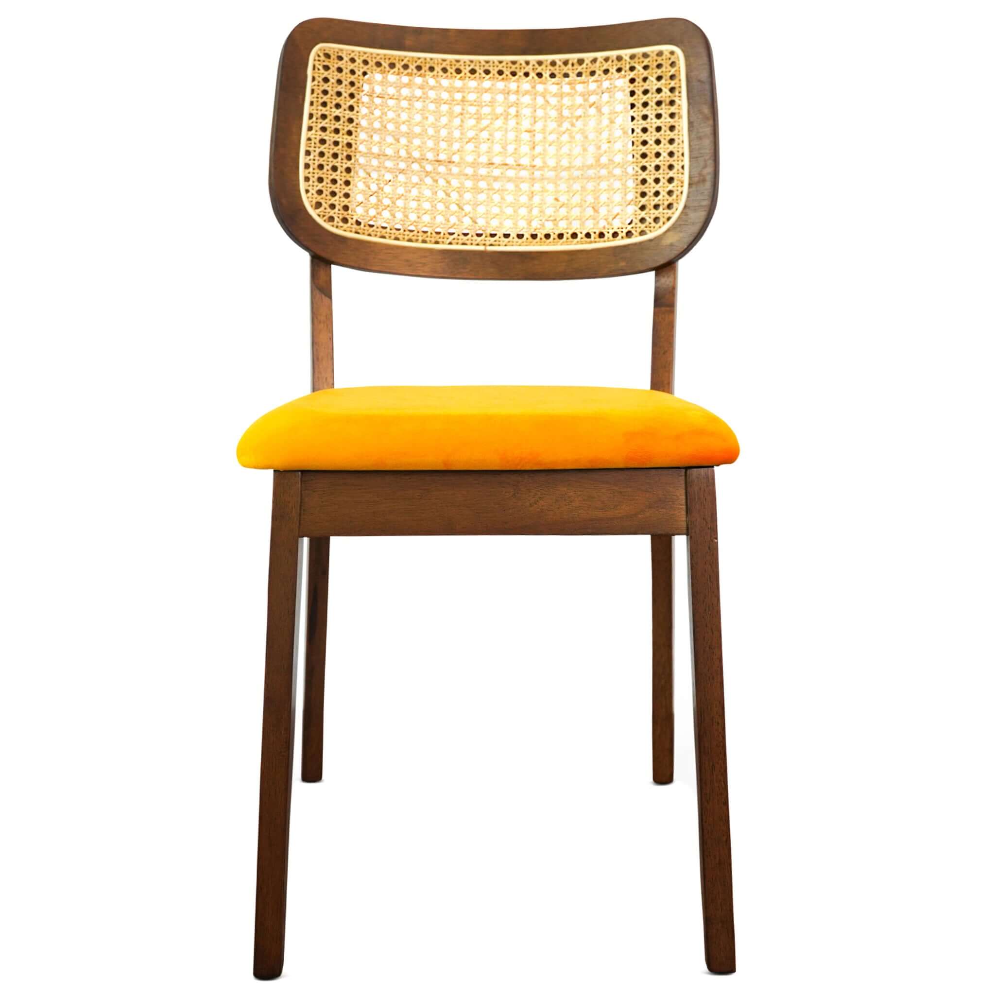 Hazel Mid-Century Modern Orange Velvet Solid Wood Dining Chair(Set of 2)