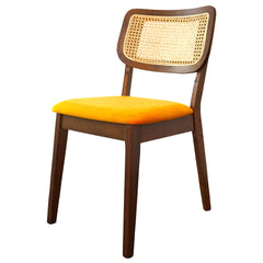 Hazel Mid-Century Modern Orange Velvet Solid Wood Dining Chair(Set of 2)