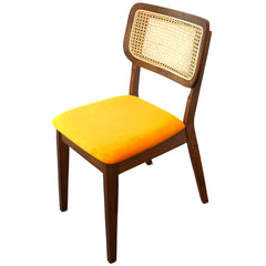 Hazel Mid-Century Modern Orange Velvet Solid Wood Dining Chair(Set of 2)