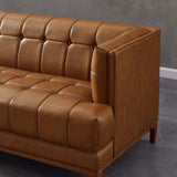 Mara  Tufted Cognac Leather Sofa