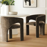 Khloe Modern Chenille Dining Chair with Arms (Set of 2)