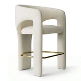 Khloe 24.5" Modern Gold Chenille Counter Stool with Arms (Set of 4)