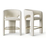 Khloe 24.5" Modern Gold Chenille Counter Stool with Arms (Set of 4)