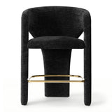 Khloe 24.5" Modern Gold Chenille Counter Stool with Arms (Set of 2)