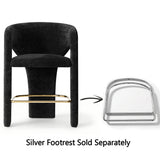 Khloe 24.5" Modern Gold Chenille Counter Stool with Arms (Set of 4)