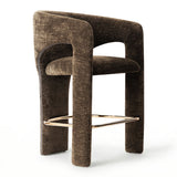 Khloe 24.5" Modern Gold Chenille Counter Stool with Arms (Set of 4)