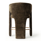 Khloe 24.5" Modern Gold Chenille Counter Stool with Arms (Set of 4)