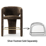 Khloe 24.5" Modern Gold Chenille Counter Stool with Arms (Set of 2)