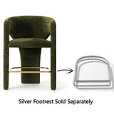 Khloe 24.5" Modern Gold Chenille Counter Stool with Arms (Set of 2)