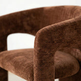 Khloe 24.5" Modern Gold Chenille Counter Stool with Arms (Set of 2)