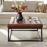 Kimura Genuine Leather Ottoman with Open-frame Base Design