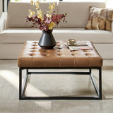 Kimura Genuine Leather Ottoman with Open-frame Base Design