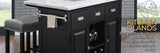 Aspen 3-Piece White Marble Kitchen Island Set (Island & 2 Side Chairs)