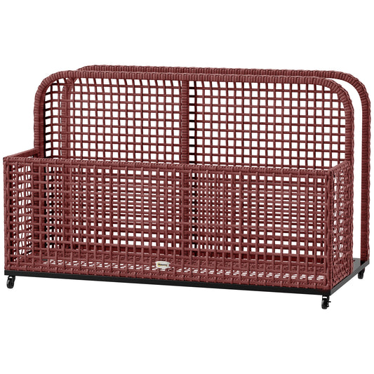 Outsunny PE Rattan Pool Float Storage Organizer with Wheels, Mixed Brown
