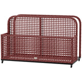 Outsunny PE Rattan Pool Float Storage Organizer with Wheels, Mixed Brown