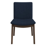 Laura  Blue Linen Solid Wood Dining Chair (Set Of 2)