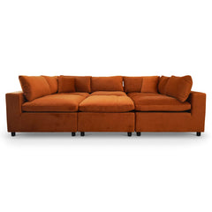 Laven Mid-Century Modern 6 - Piece  Burnt Orange Velvet Sectional.