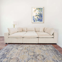 Laven Mid-Century Modern 6 - Piece  Ivory Velvet Sectional.