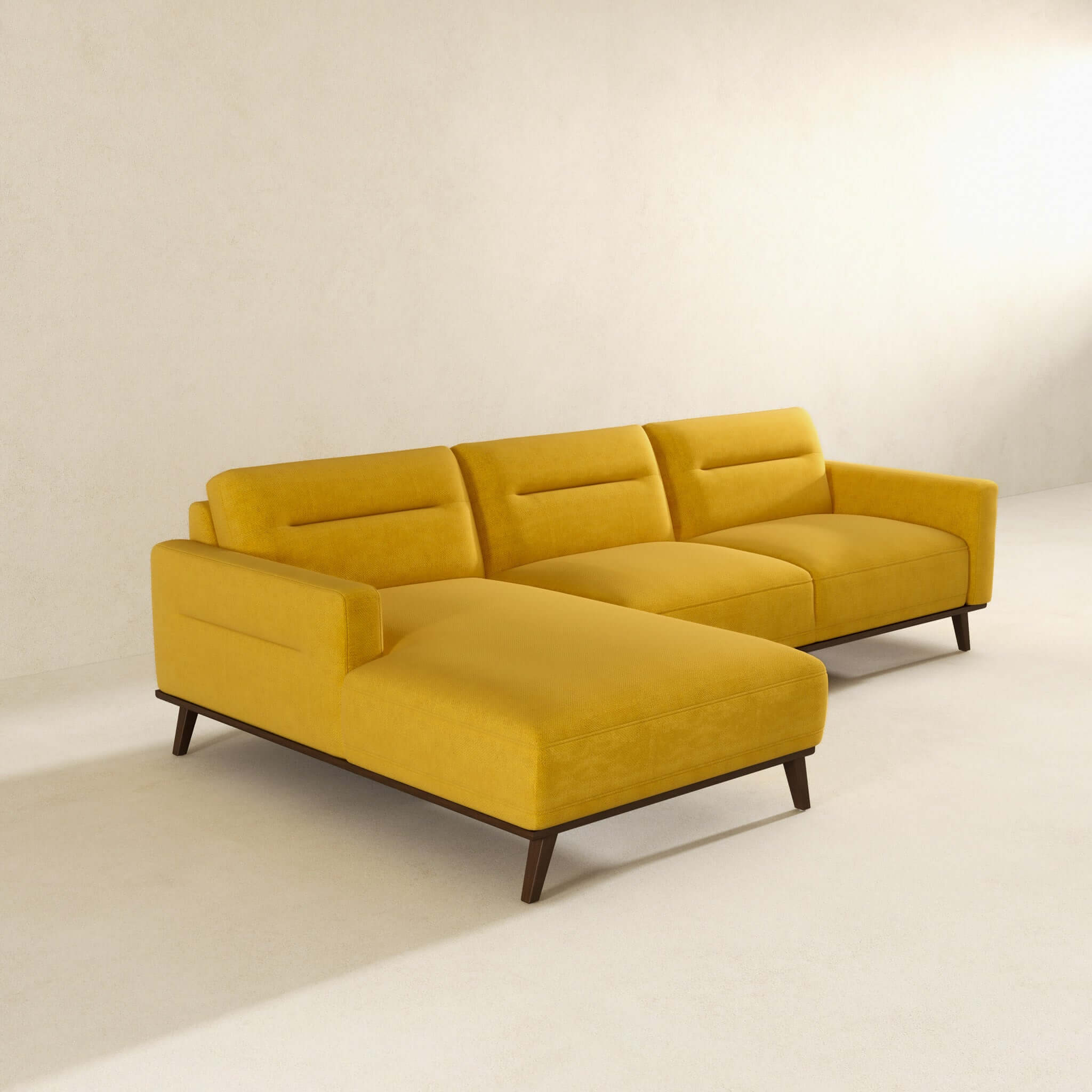 Ella L-Shaped Dark Yellow Linen Left Sectional Couch