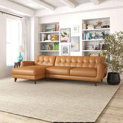 Allison Tan Leather Sectional Sofa Chaise