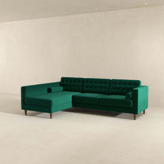 Christian Mid-Century Modern Green Velvet Sectional Sofa