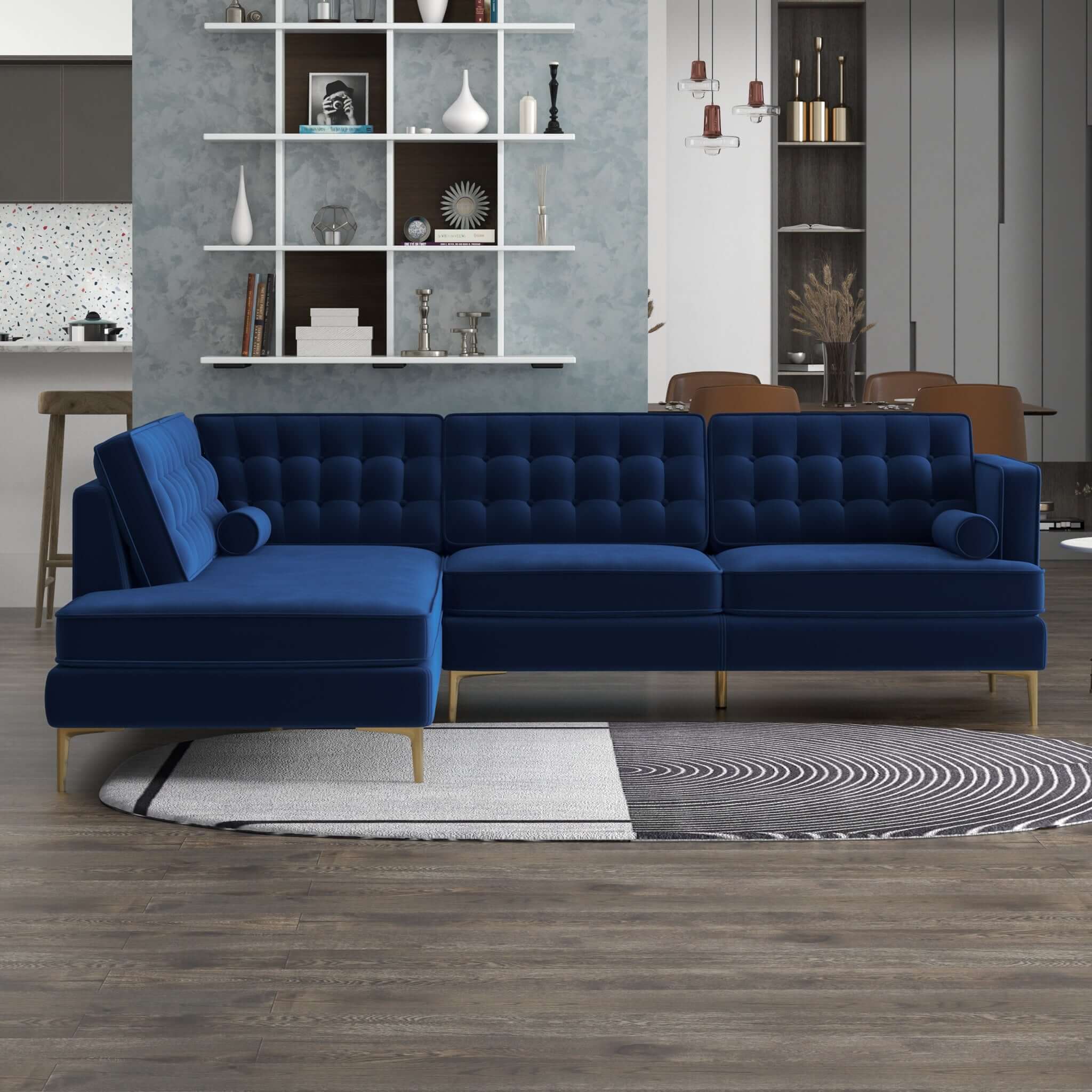 Brooke Mid-Century Modern  Sectional Sofa