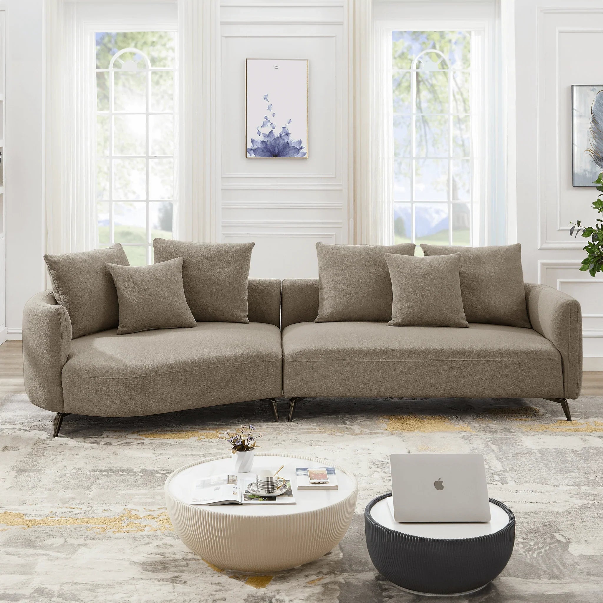 McKenzie Mid-Century Modern Boucle Sectional Sofa