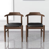 Leon Mid-Century Modern Black Vegan Leather Dining Chair (Set of 2)