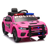 12V 3-Speed Kids Remote Control Ride On Car Licensed Dodge Charger, with Anti-Collision Bar, Alarm Lights, and Megaphone, Pink