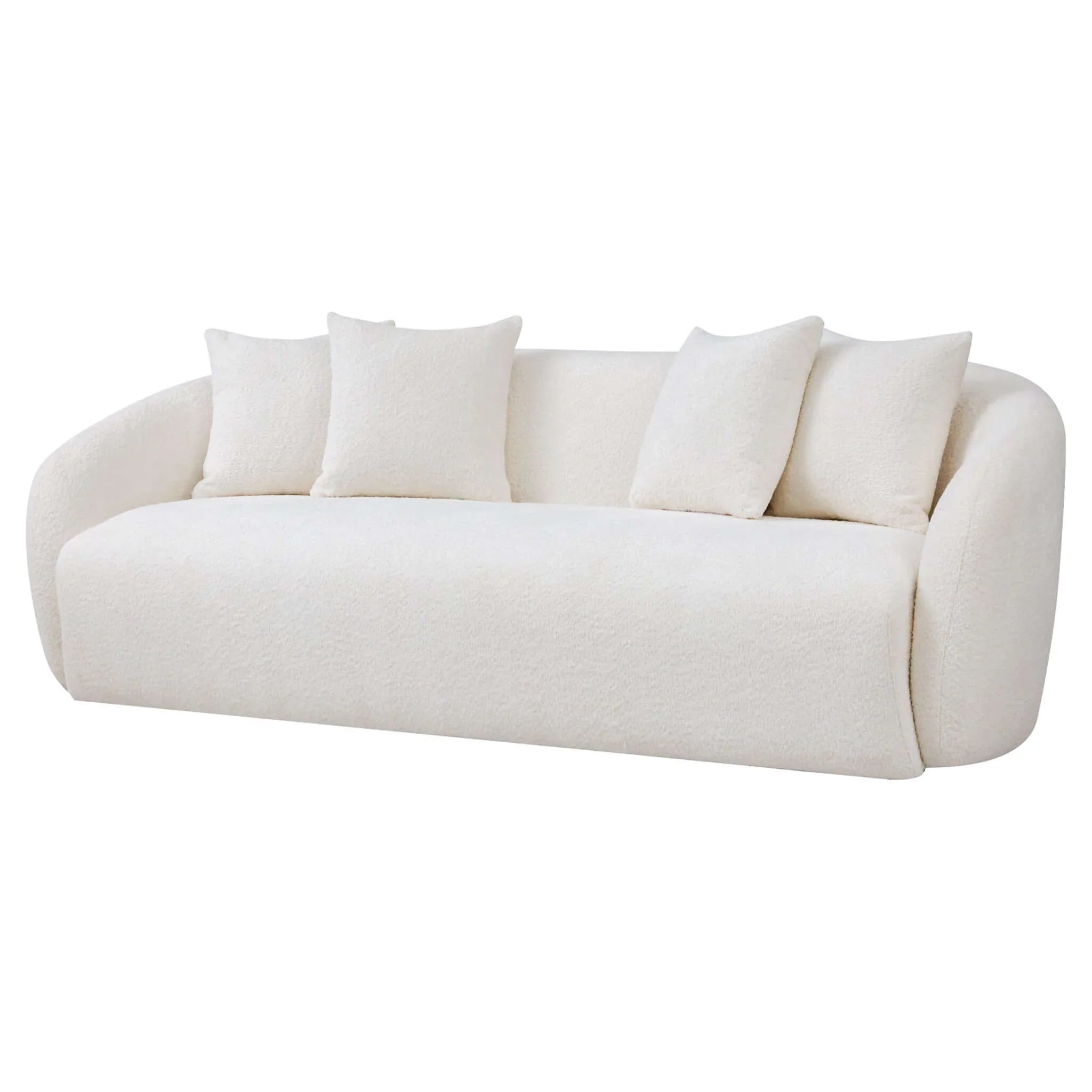 Lorel Mid Century Modern Ivory Boucle Sofa