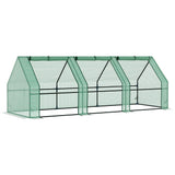 Outsunny Portable Greenhouse 9'L x 3'W x 3'H Large Zipper Doors UV Resistant PE Cover Green Mini Outdoor Plant House