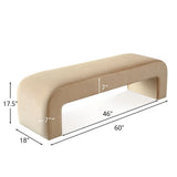Lily 60" Modern Velvet Waterfall Bench
