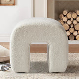 Lily 18'' Beige Boucle Upholstered Waterfall Ottoman (1-Piece)